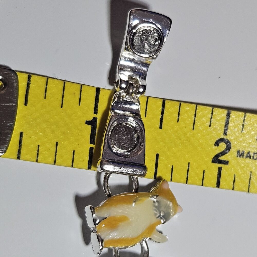 *Sale*Cat Bracelet Chain Link Magnetic Clasp Kitty Cat Kitten Calico Silver 7.5" - Picture 10 of 16